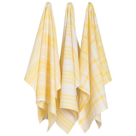 Jumbo Lemon Yellow Dishtowels Set of 3