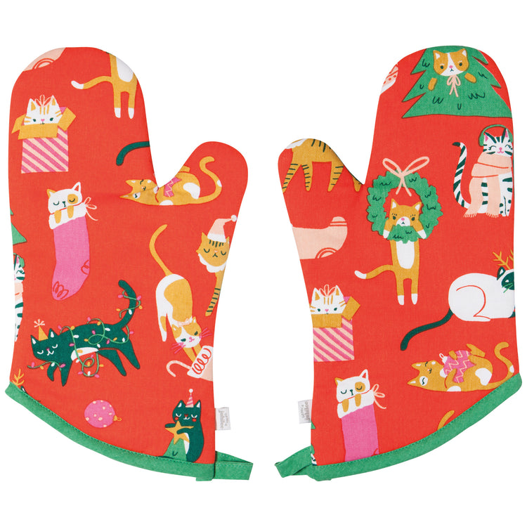 Let it Meow Christmas Oven Mitts Set of 2