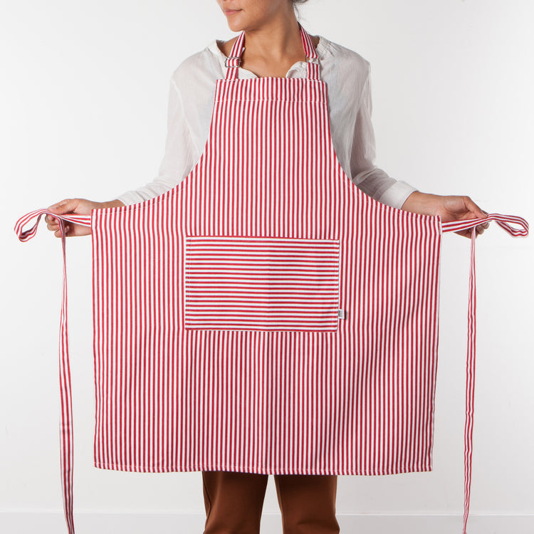 Narrow Red  Stripe Chef's Apron