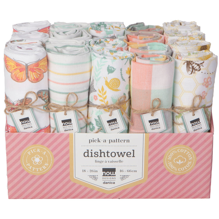 Bees & Butterflies Dishtowels Set of 20 with Counter Display Unit