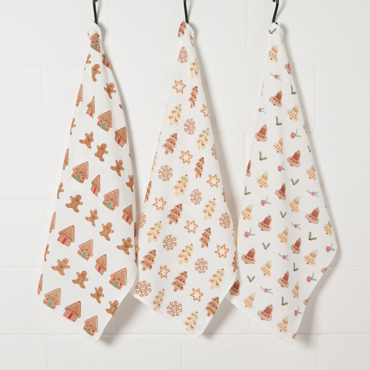 Christmas Cookies Bakers Floursack Dishtowels Set of 3