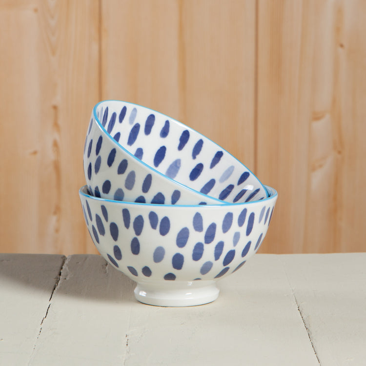 Blue Spots Stamped Bowl 4 inch