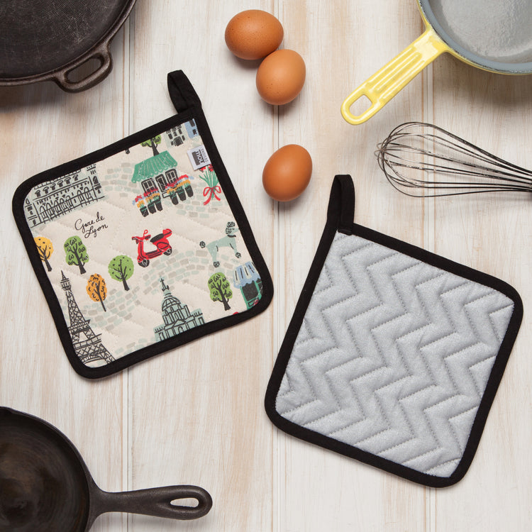 Meet Me In Paris Cotton Quilted Pot Holder