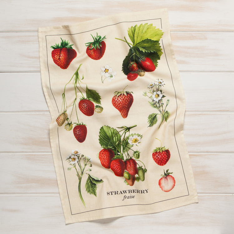 Vintage Strawberries Cotton Dishtowel