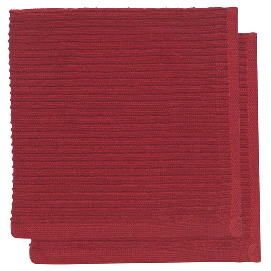 Ripple Carmine Red Dishcloths Set of 2