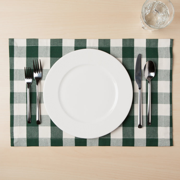 Recycled Cotton 2nd Spin Green Buffalo Check Placemats Set/4