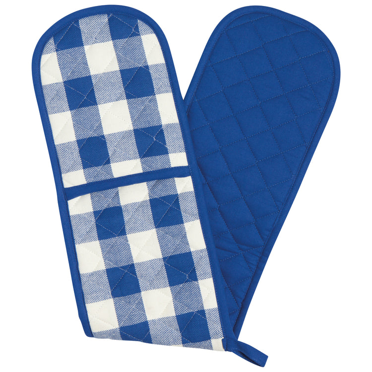 Royal Blue Check Double Oven Mitt