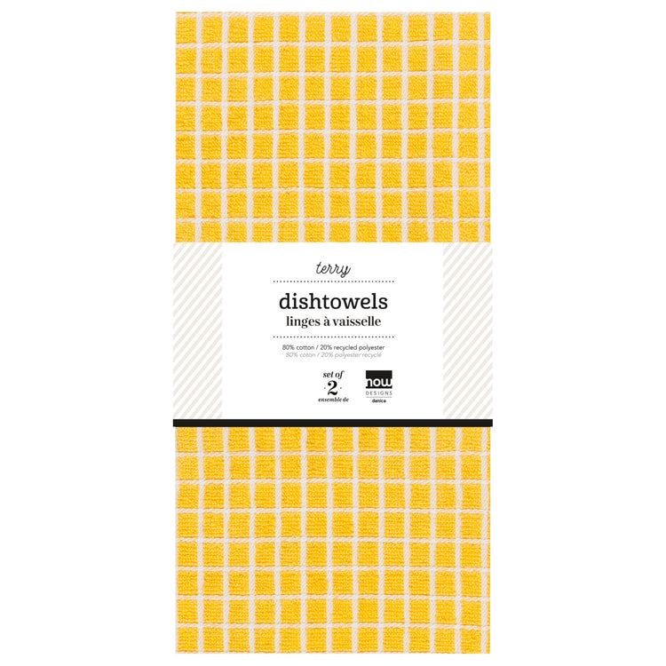 Terry Dishtowels Lemon Yellow Set of 2