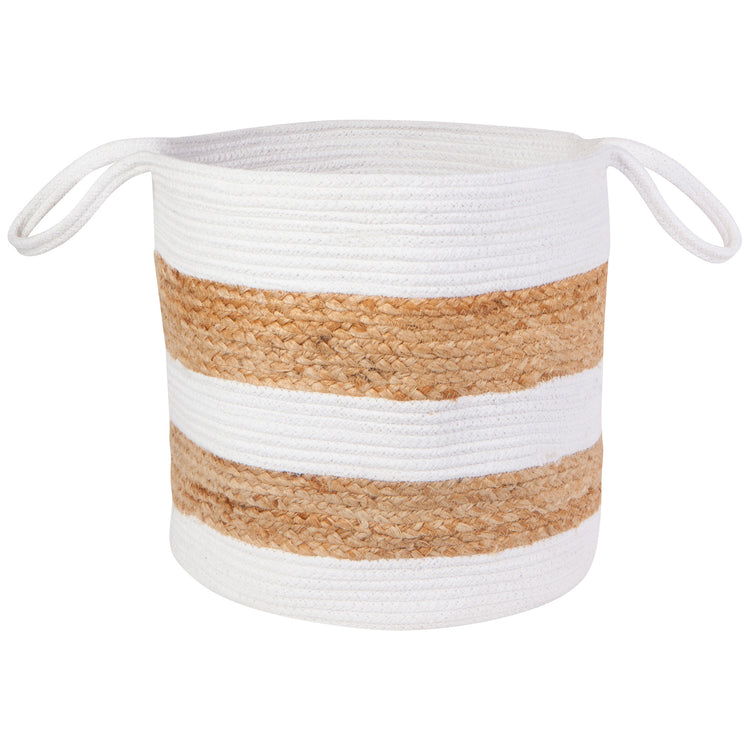 White Block Large Cotton Jute Basket