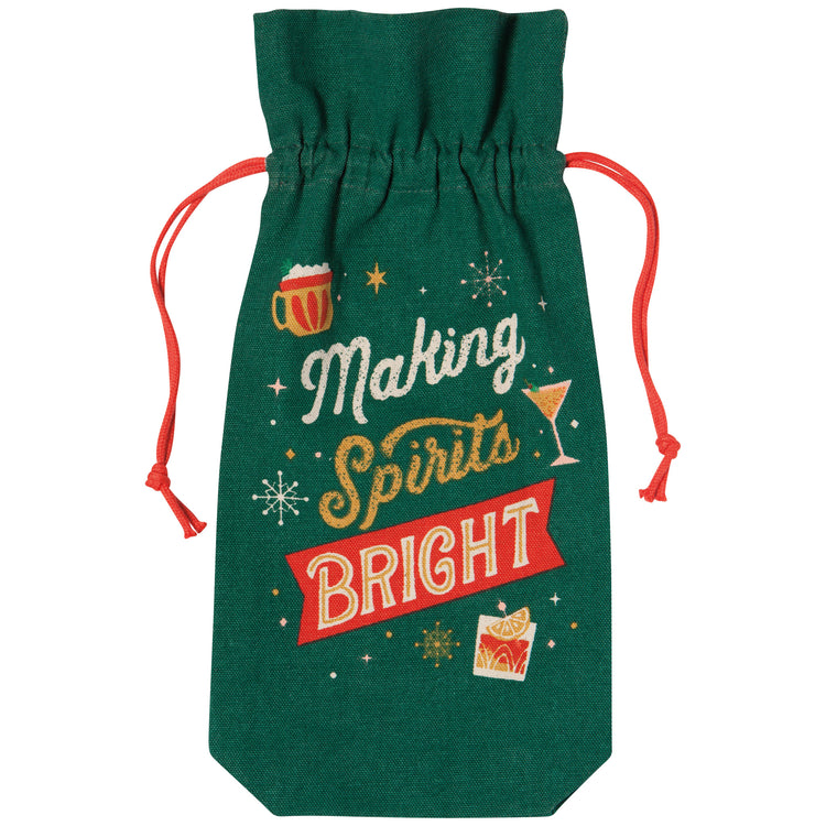 Spirits Bright Christmas Christmas Wine Bags Set of 2