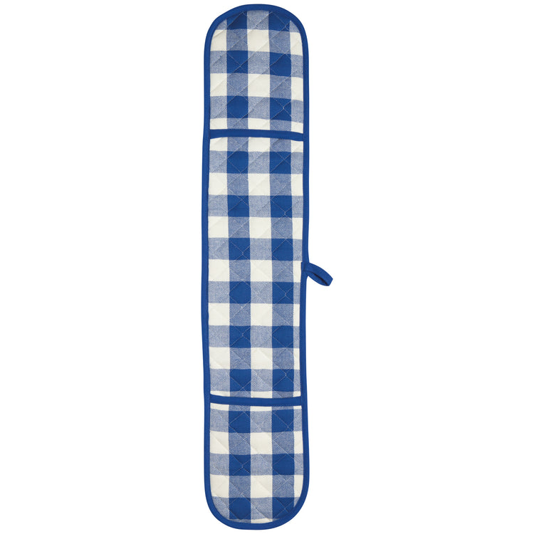Royal Blue Check Long Double Handed Chef Mitt