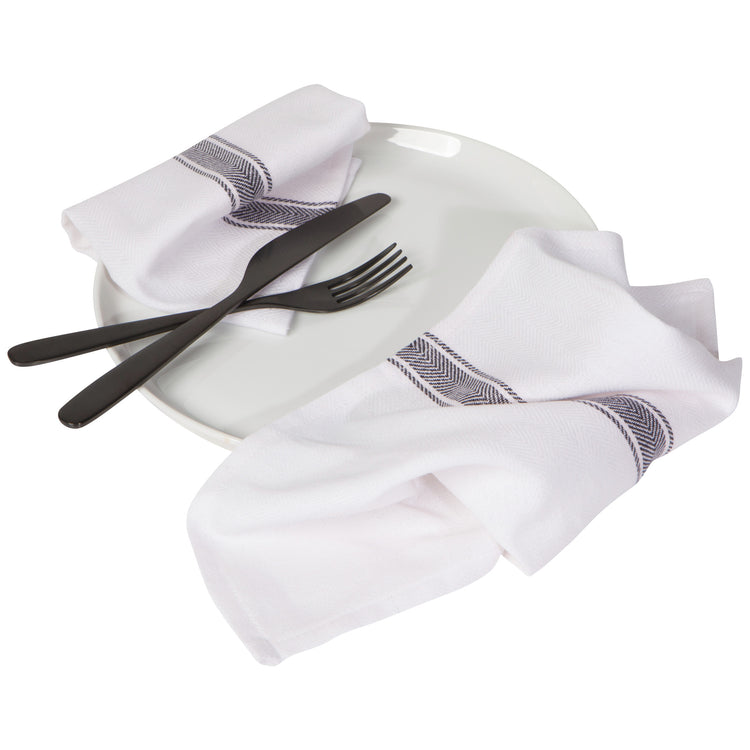 Brooklyn Stripe Black Dishtowels Set of 4