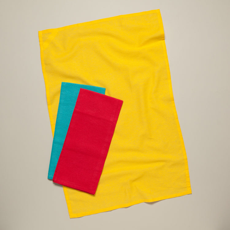 Lemon Turquoise Grenadine Floursack Dishtowels Set of 3