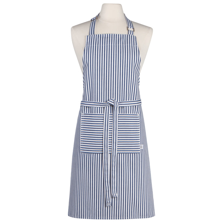 Narrow Royal Blue Stripe Cotton Chef's Apron