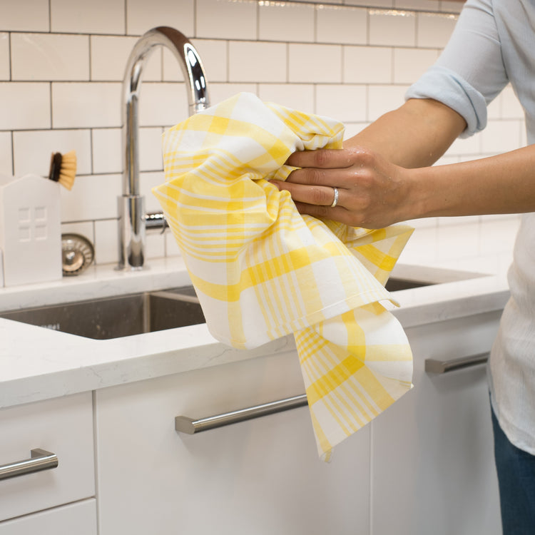 Lemon Yellow Jumbo Dishtowels Set of 3