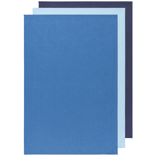 Moon Cool Blue Indigo Floursack Dishtowels Set of 3
