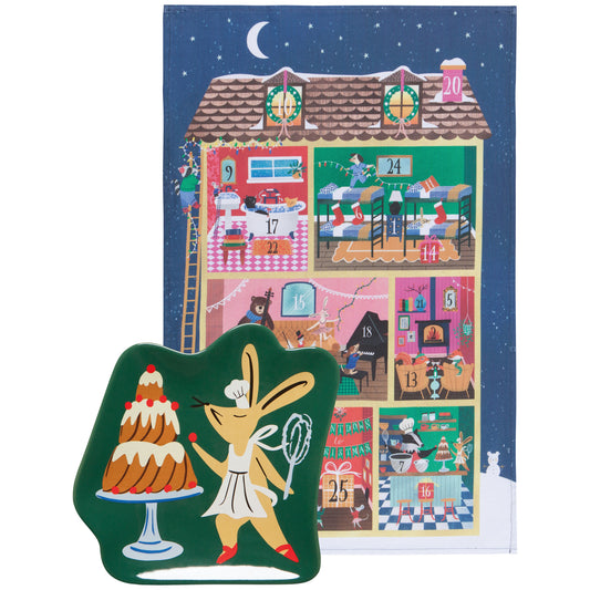 Advent Calendar Shaped Dish and Dishtowel Set