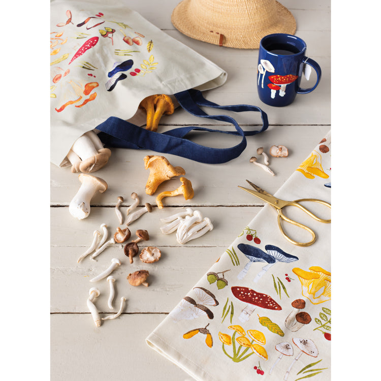 Field Mushrooms Printed Cotton Dishtowel