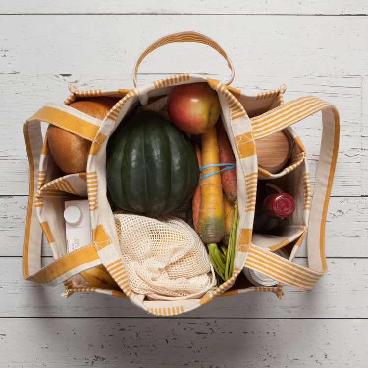 Ochre Stripe Shopping Tote