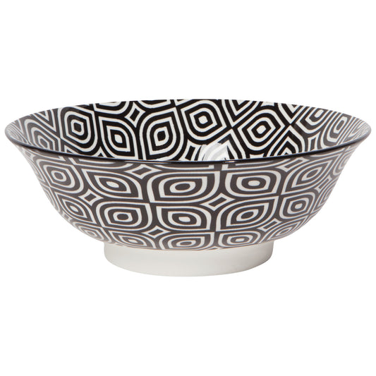 Black Geo Stamped Bowl 8 inch