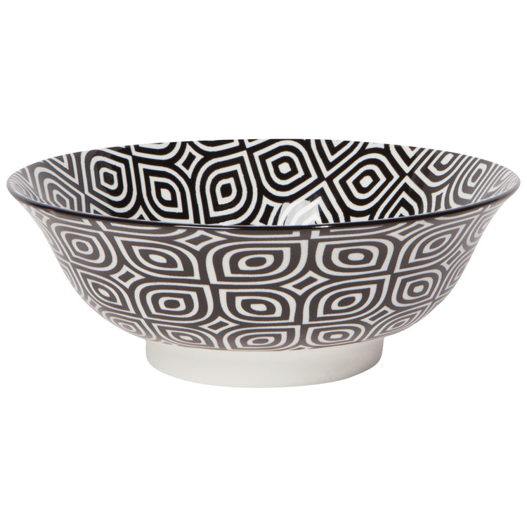 Black Geo Stamped Bowl 8 inch
