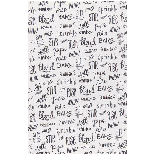 Kitchen Words Print Black Floursack Dishtowels Set of 2