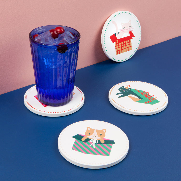 Let it Meow Soak Up Coasters Set of 4