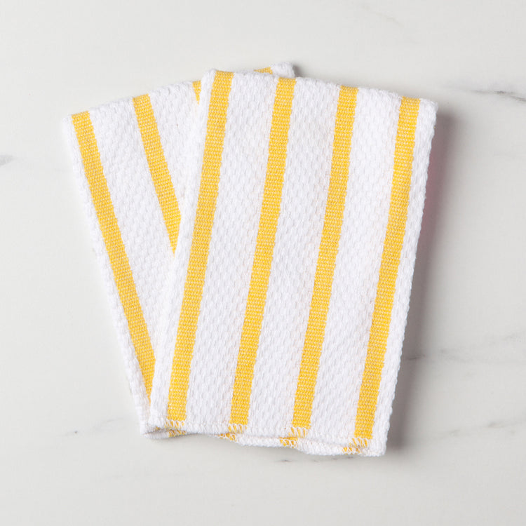 Basketweave Lemon Yellow Dishcloths Set of 2