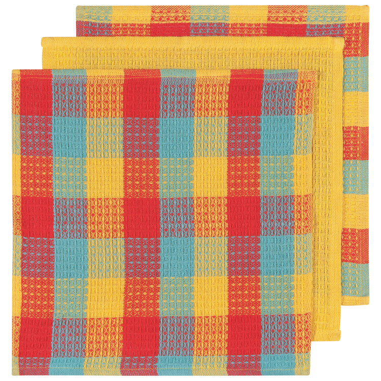 Check Lemon Yellow Dishcloths Set of 3