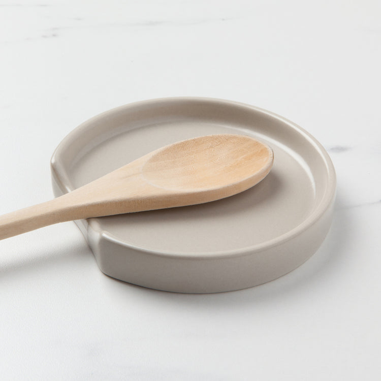 Matte Fog Gray Stoneware Spoon Rest