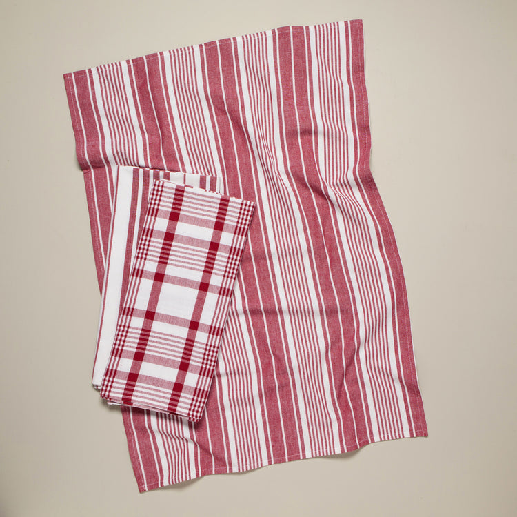 Jumbo Carmine Red Dishtowels Set of 3
