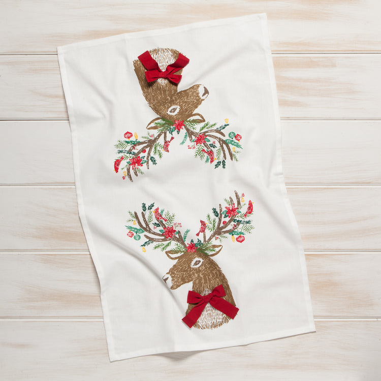 Dasher Deer Cotton Dishtowel