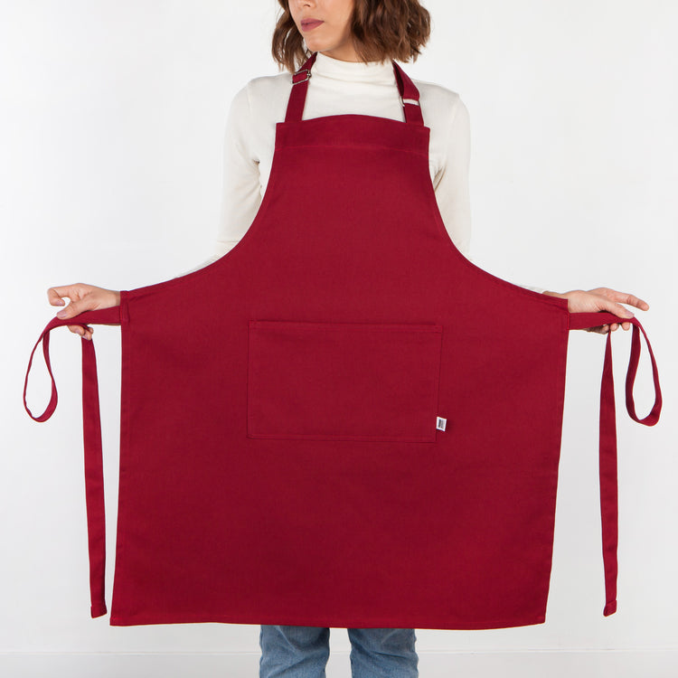 Carmine Red Cotton Chef's Apron
