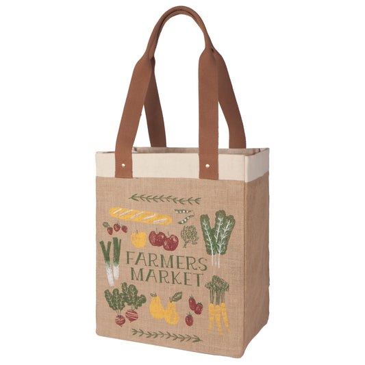 Farmers Market Shopping Tote Laminated Lining