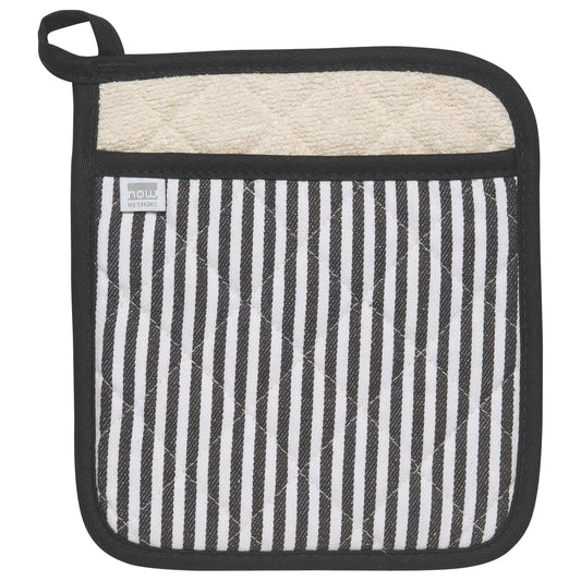 Superior Black Narrow Stripe Pocket Potholder