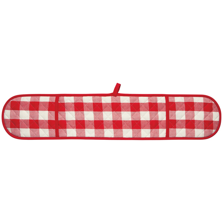 Red Check Long Double Handed Chef Mitt