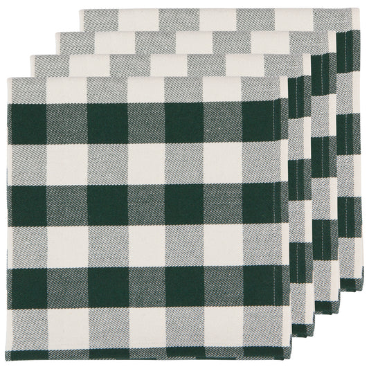 Recycled Cotton 2nd Spin Green Buffalo Check Napkins Set/4