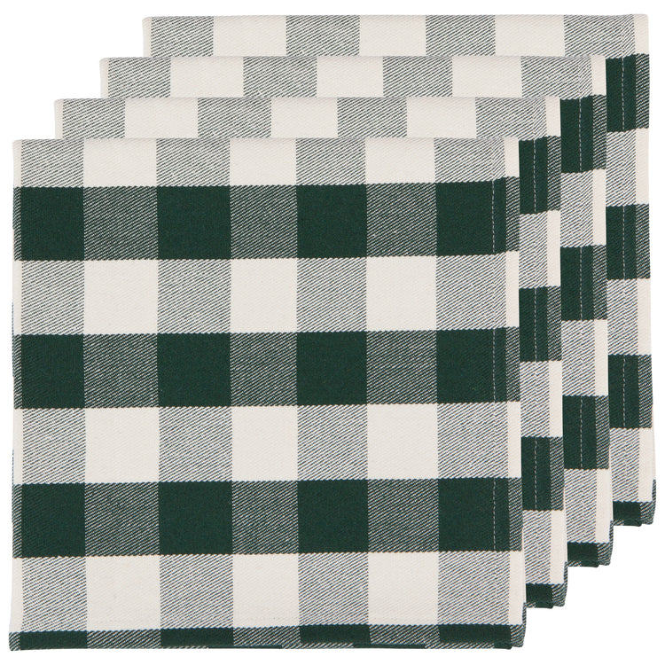 Recycled Cotton 2nd Spin Green Buffalo Check Napkins Set/4