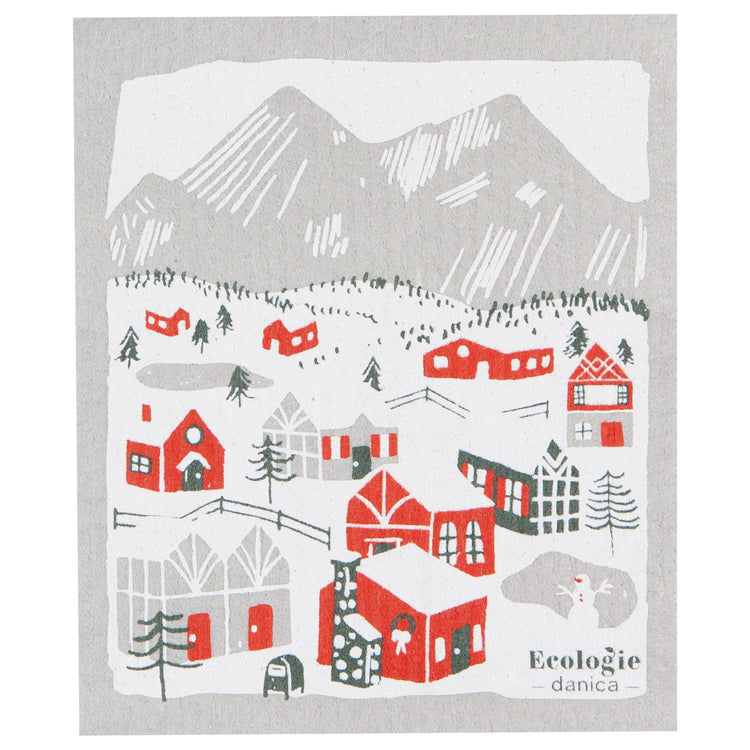 Snowy Village Swedish Sponge Cloth