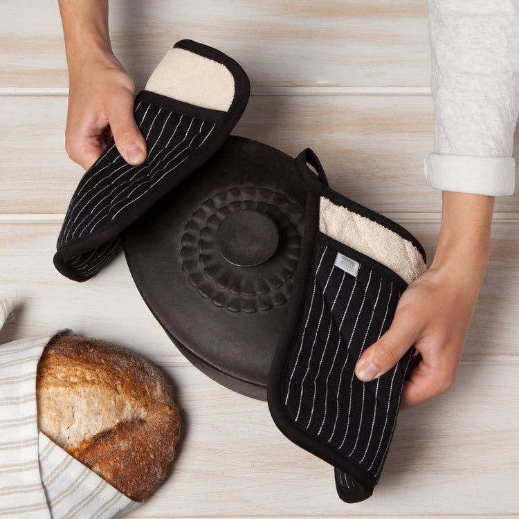 Superior Black Pinstripe Pocket Potholder