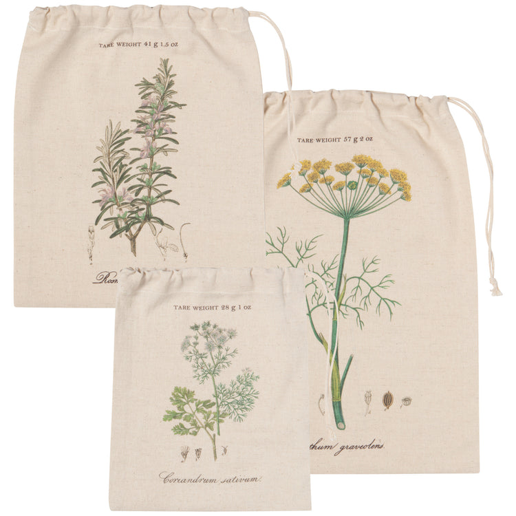 Garden Herbs Produce Bags Set of 3