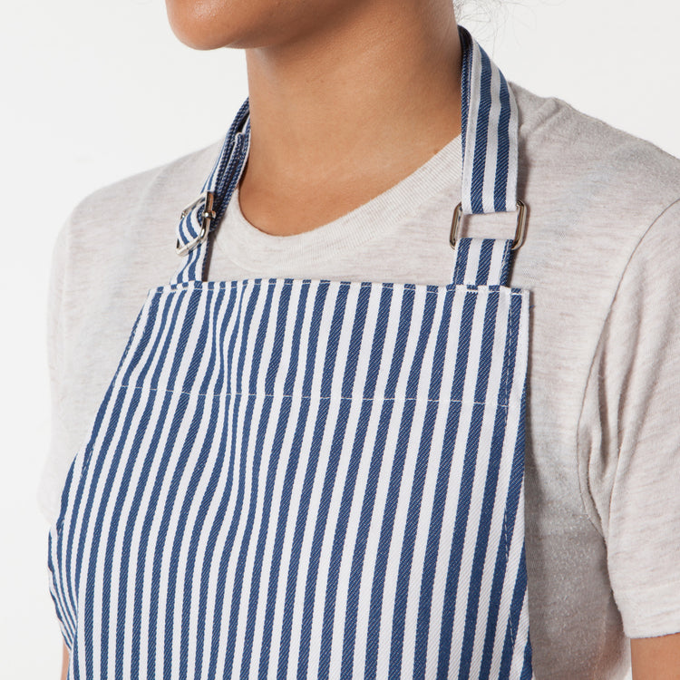 Narrow Royal Blue Stripe Chef Apron