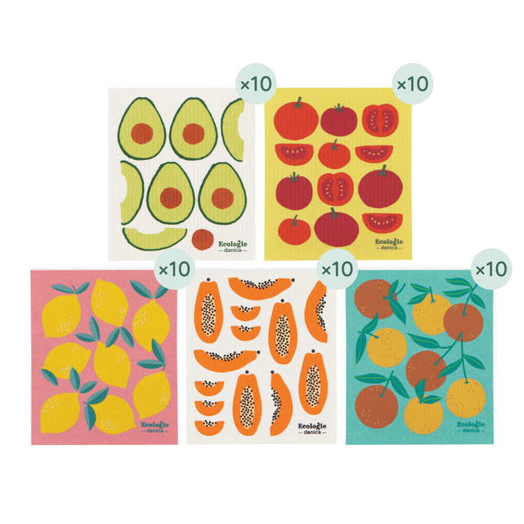 Fruits and Veggies Swedish Sponge Cloth Counter Display Unit