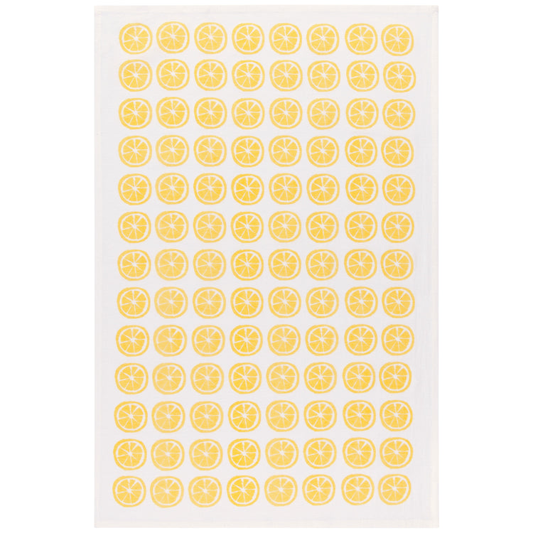 Lemon Print Yellow Floursack Dishtowels Set of 2
