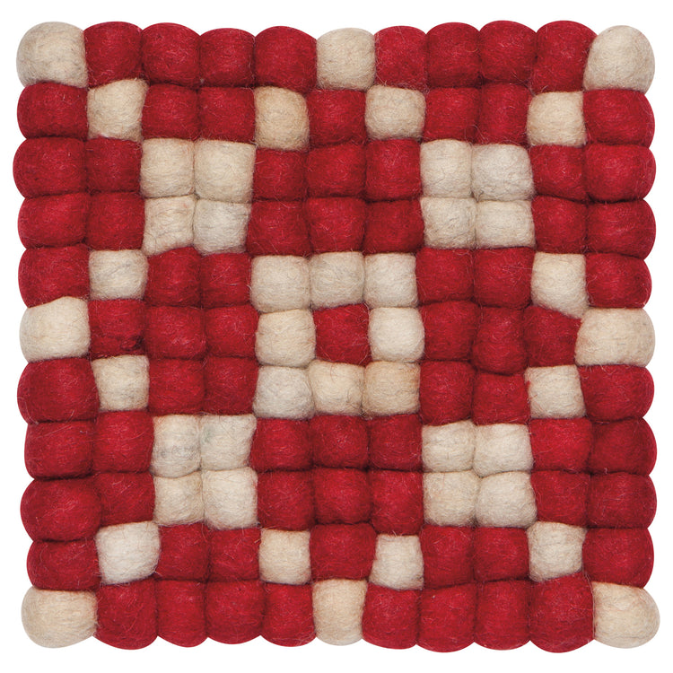 Cranberry Wool Felt Ball Trivet