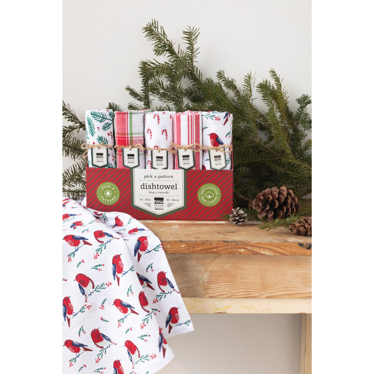 Merry & Bright Dishtowels Set of 20 with Counter Display Unit
