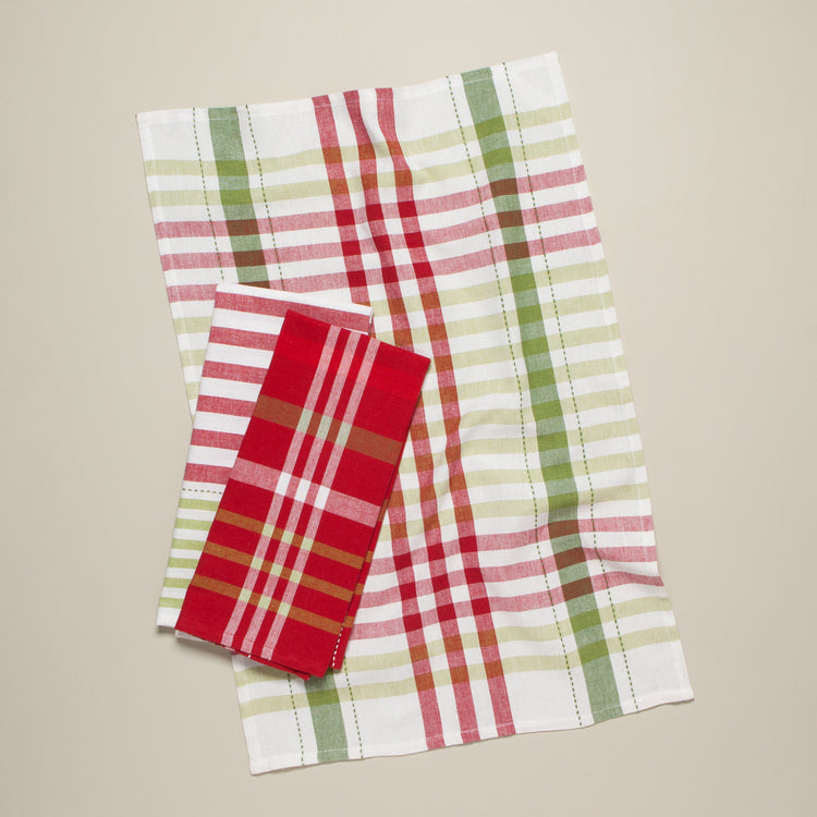 Holiday Cheer Check  Dishtowels Set of 3