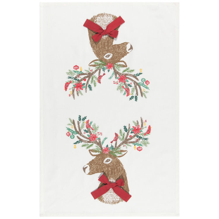 Dasher Deer Cotton Dishtowel