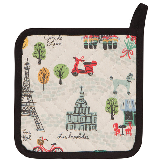 Meet Me In Paris Cotton Quilted Pot Holder