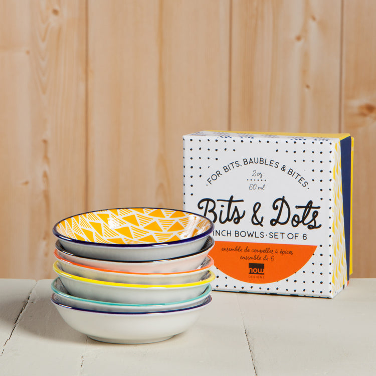Bits & Dots Multi-Color Pinch Bowls Set of 6